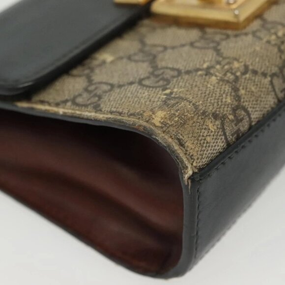 GUCCI GG Supreme Chain Shoulder Bag PVC Beige Gold 409487 Auth bs29070 - Picture 4 of 16